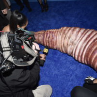 Heidi Klum speaks with media dressed as a worm at her 21st annual Halloween party at Sake No Hana at Moxy Lower East Side on Monday, Oct. 31, 2022, in New York. (Photo by Evan Agostini/Invision/AP)