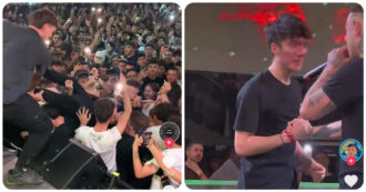 Copertina di Il cantante Lazza si è lanciato sulla folla e ha “spaccato la faccia” a un fan? Ecco cos’è accaduto, parla la vittima