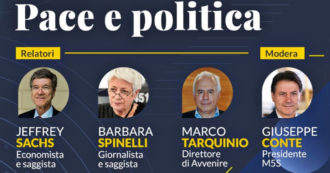 Copertina di “Pace e politica”, il dibattito della scuola M5s con Conte, Spinelli, Tarquinio e Sachs: la diretta