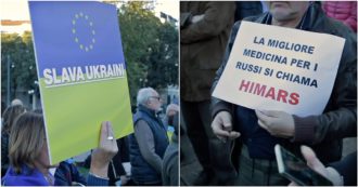 Copertina di Ucraina, la piazza di Calenda a Milano: dal “tutti per la pace” di Casini al cartello con i lanciarazzi “medicina per i russi”