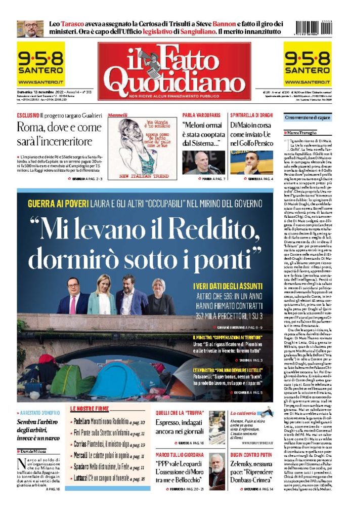 Copertina di domenica 13 Novembre 2022