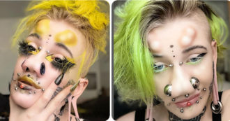 Copertina di Spende 10mila dollari per impiantarsi due corni in fronte e 28 piercing: “Mi rende felice”