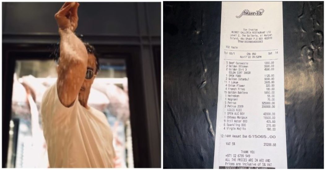 Scontrino choc nel ristorante di Salt Bae: 161mila euro per una cena. Cosa hanno mangiato