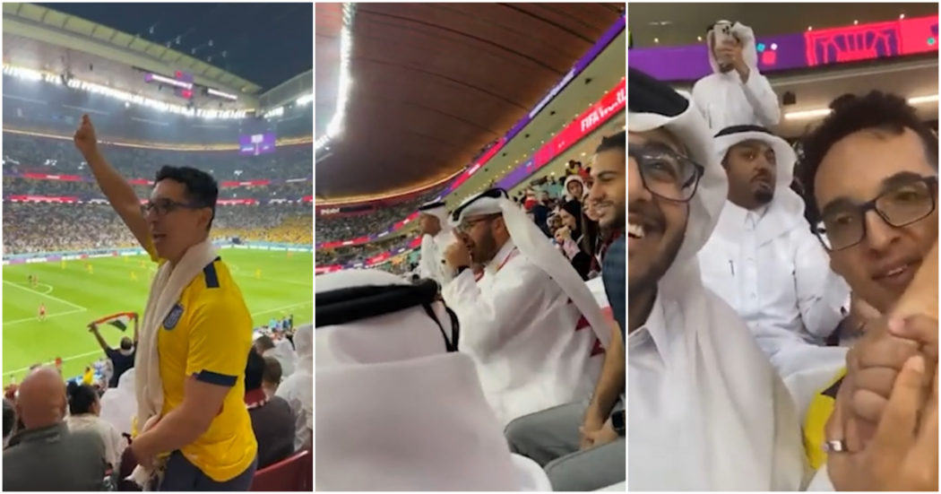 Qatar 2022, tifoso dell’Ecuador fa il gesto dei soldi: lite in tribuna col qatariota – Video