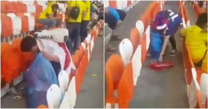 Mondiali, i tifosi del Giappone puliscono lo stadio dopo la partita, anche se non giocava la loro nazionale: “Abbiamo rispetto”