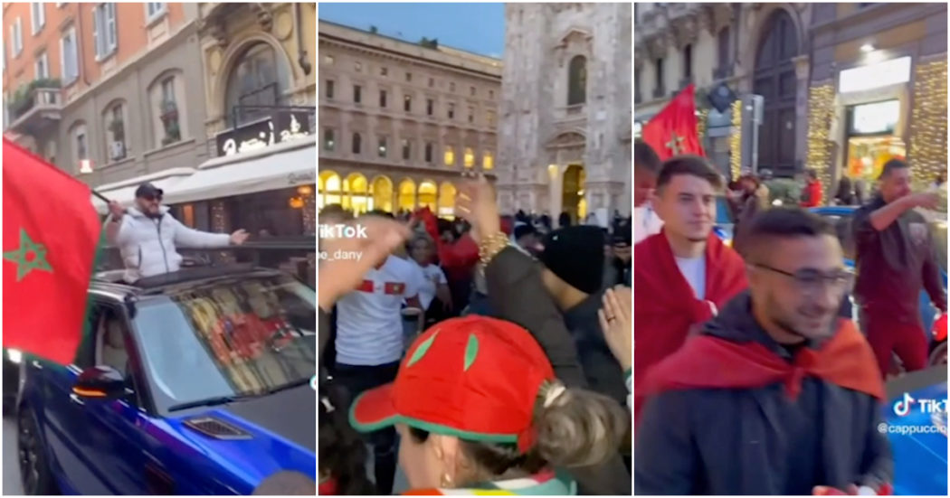 Qatar 2022, a Milano esplode la festa dei tifosi del Marocco: i caroselli in centro città – Video