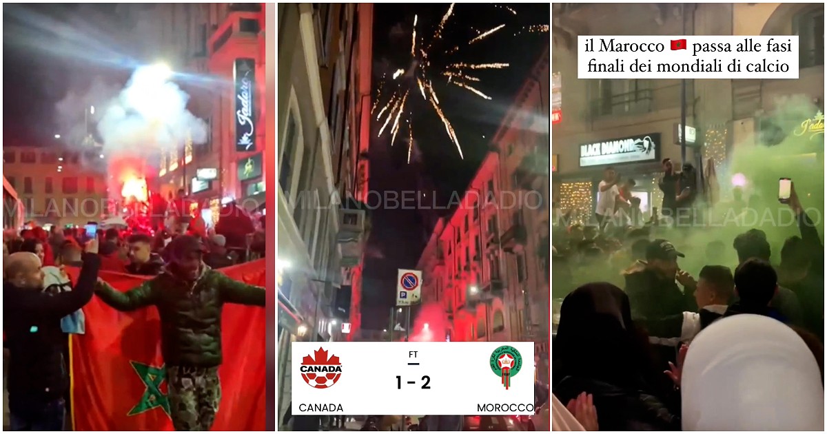 Mondiali, l’entusiasmo dei tifosi del Marocco a Milano: in centinaia in corso Buenos Aires per festeggiare la qualificazione agli ottavi