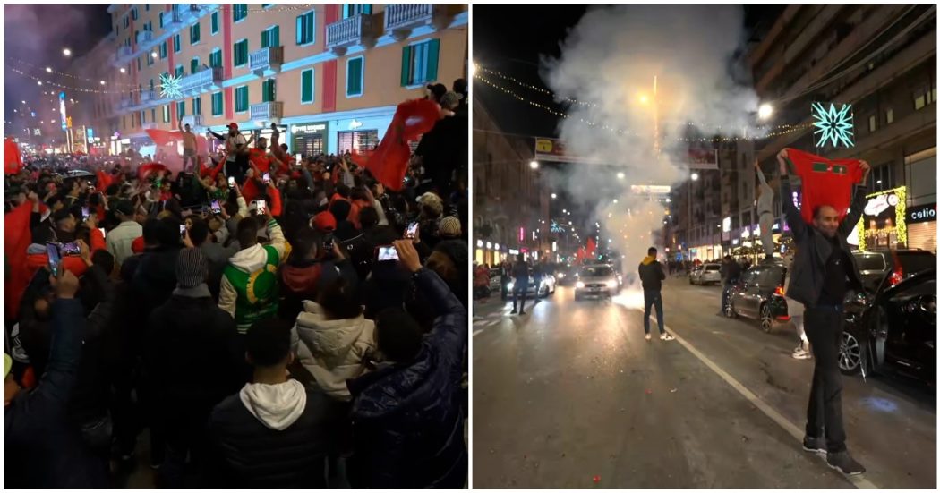 Milano, traffico in tilt e fuochi d’artificio: la festa dei tifosi in corso Buenos Aires dopo la vittoria del Marocco sulla Spagna – Video