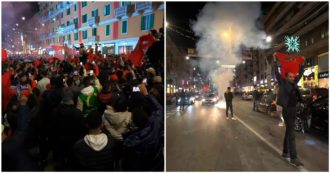 Copertina di Milano, traffico in tilt e fuochi d’artificio: la festa dei tifosi in corso Buenos Aires dopo la vittoria del Marocco sulla Spagna – Video