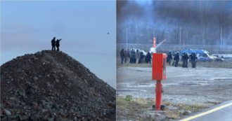 Copertina di Tensione in Val Susa al corteo No Tav: manifestanti lanciano pietre e sassi e la polizia spara lacrimogeni – Video