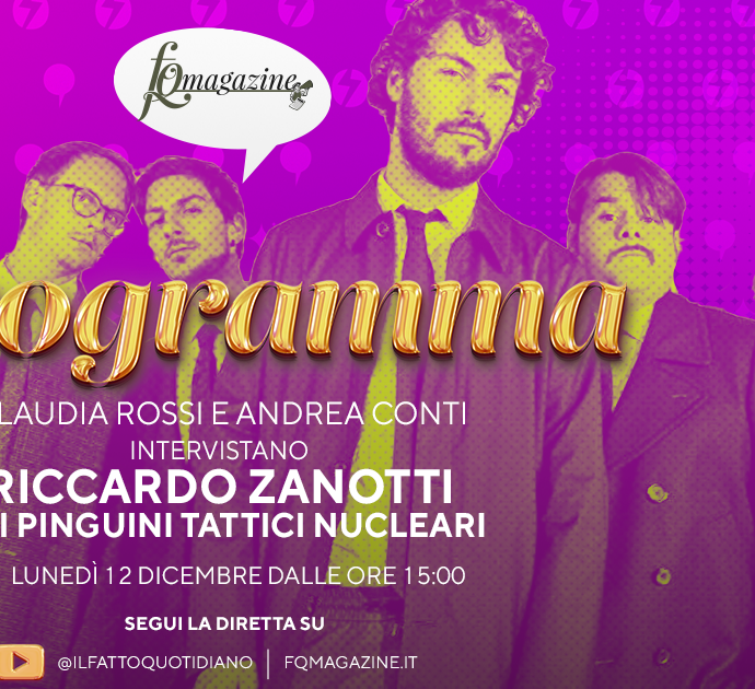 “Basta fake news”, Riccardo Zanotti dei Pinguini Tattici Nucleari in diretta con Claudia Rossi e Andrea Conti