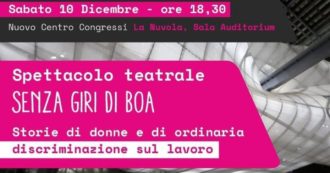 Copertina di Senza giri di boa, a Più Libri Più Liberi lo spettacolo teatrale che racconta le storie di donne e ordinaria discriminazione lavorativa