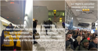 Copertina di Londra, voli cancellati a Stansted a causa della neve: disagi anche a Heathrow e Gatwick – Video