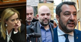 Copertina di “Diffamò Meloni”: nel processo a Saviano Salvini non sarà parte civile. Lo scrittore: “Bastarda? Utilizzerei ancora quel termine”