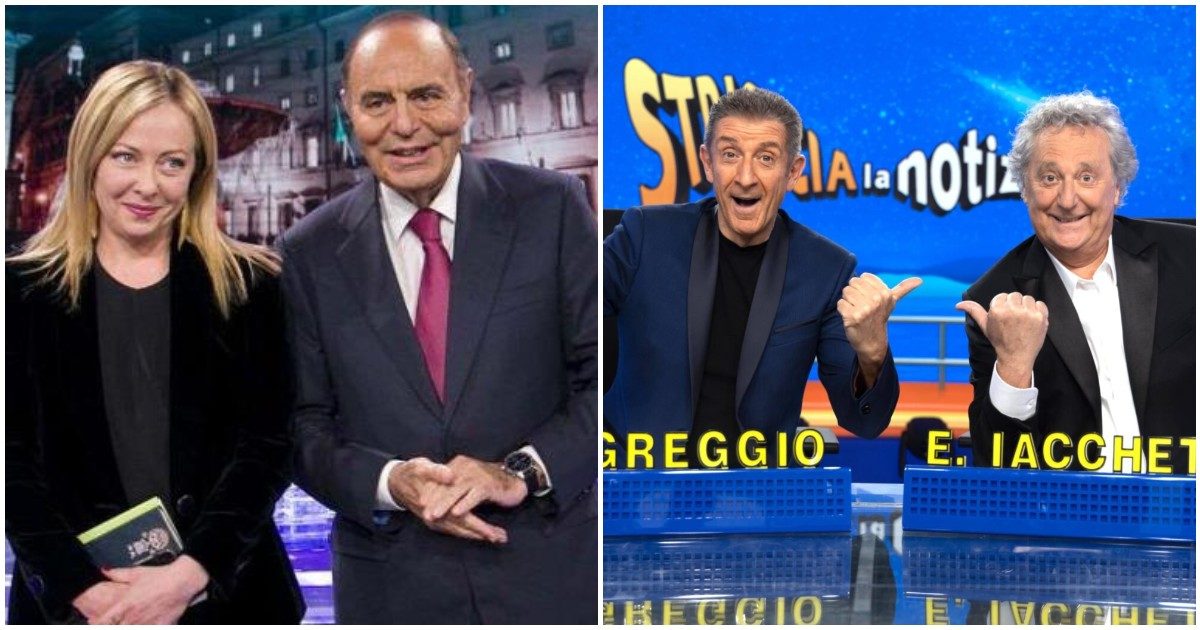 Ascolti tv, Striscia la Notizia batte lo speciale di Porta a Porta con Giorgia Meloni: per la premier 3,5 milioni di spettatori