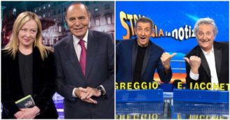 Copertina di Ascolti tv, Striscia la Notizia batte lo speciale di Porta a Porta con Giorgia Meloni: per la premier 3,5 milioni di spettatori