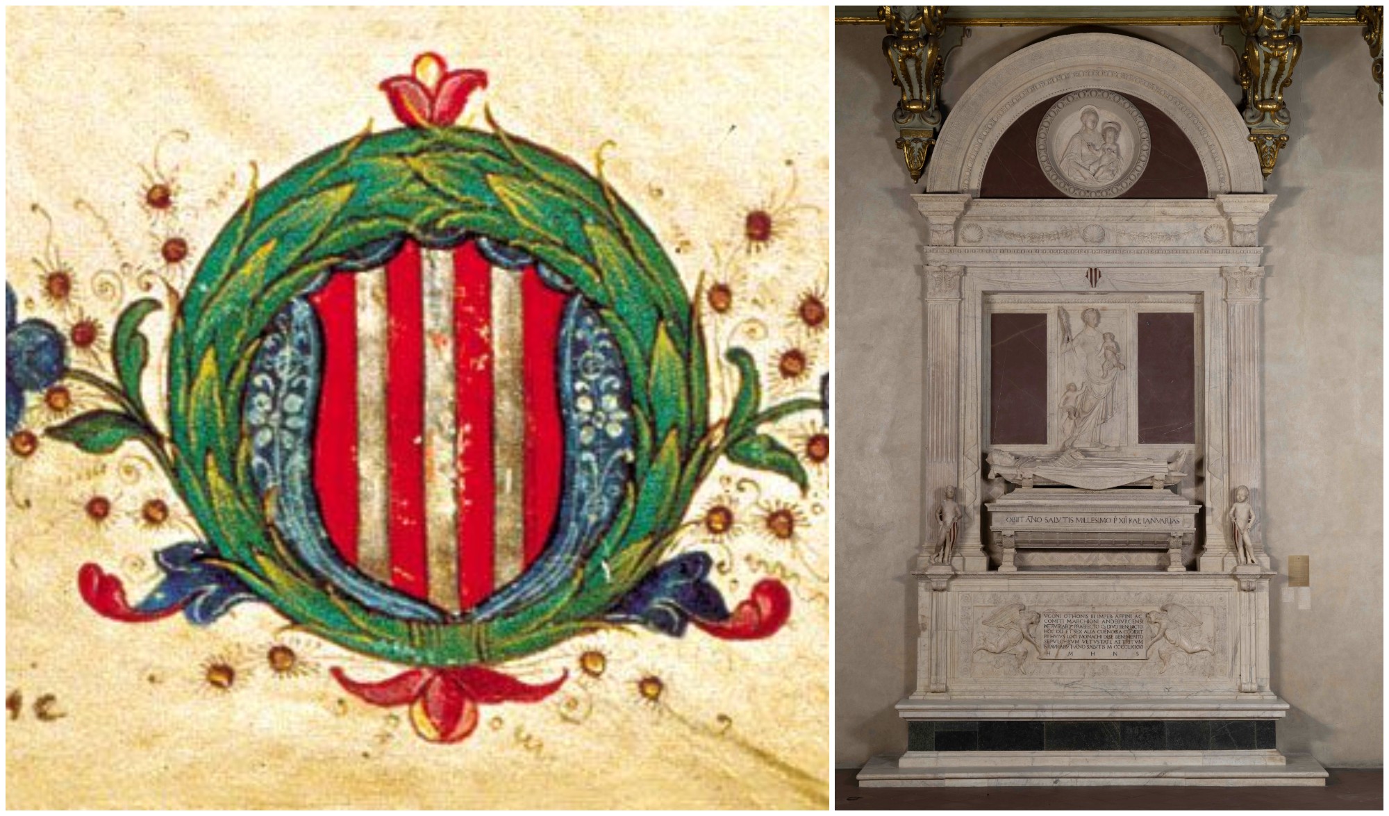 Funeral memorial to Hugh of Tuscany has been refurbished.  Washington’s coat of arms was proposed for the first draft of the United States flag – portrait