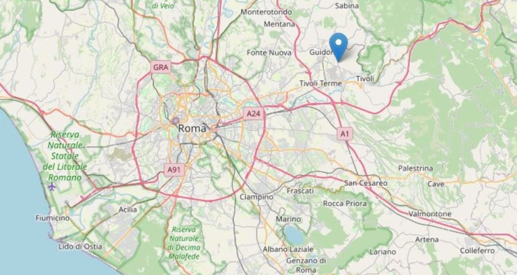 Terremoto a Roma, scossa di magnitudo 3.3 con epicentro a Guidonia Montecelio