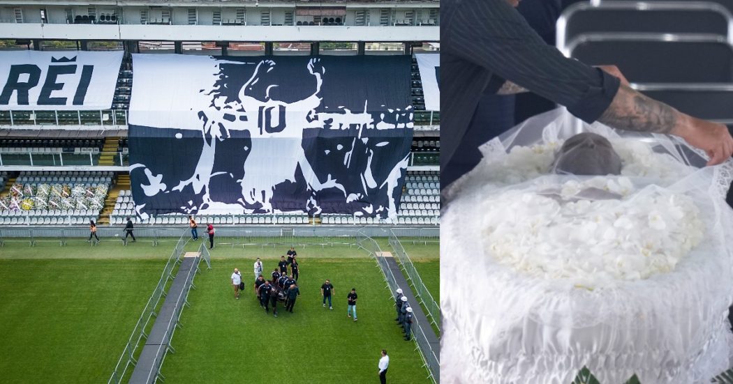Il Brasile piange Pelé: la salma di O Rei al centro dello stadio del Santos per l’ultimo saluto