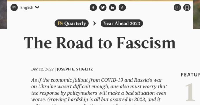 Stiglitz appare più preoccupato dal risveglio di un fascismo globale che dall’inflazione che sale