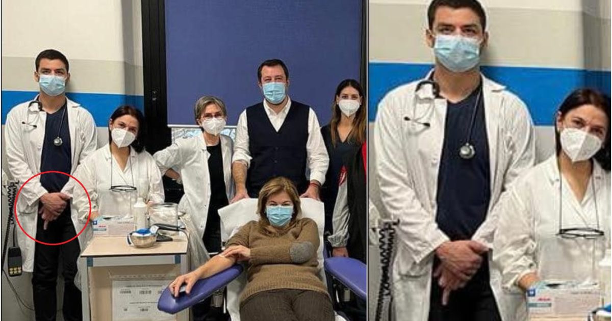 Il caso “dito medio”, la foto di Salvini mentre dona il sangue a Milano e i dubbi sul gesto del medico