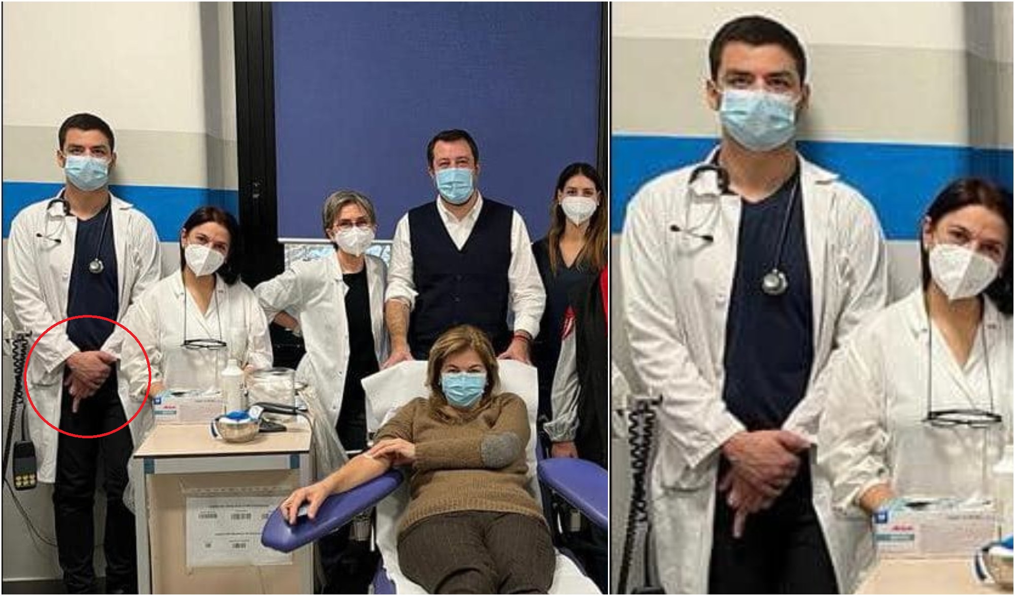 Il caso “dito medio” | la foto di Salvini mentre dona il sangue a