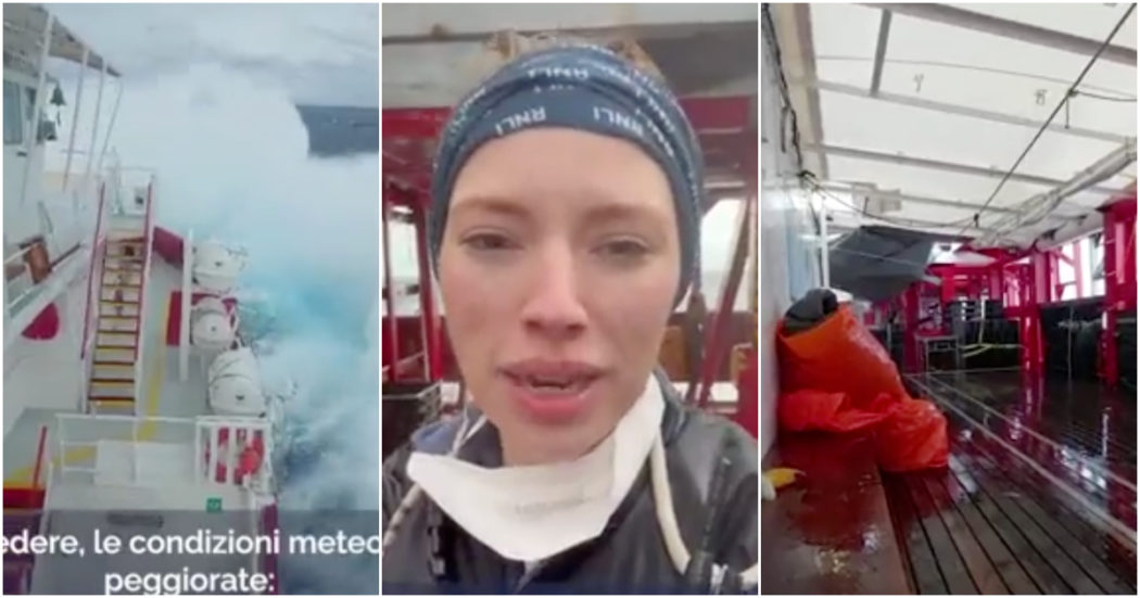 “Onde alte sei metri e vento fino a 40 nodi”: le difficoltà sulla nave Ocean Viking diretta ad Ancona. Il video girato a bordo