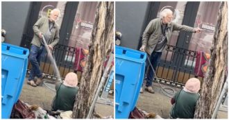 Copertina di “Annaffia” una senzatetto perché sta davanti alla sua galleria d’arte, arrestato si difende: “Volevo solo aiutarla”