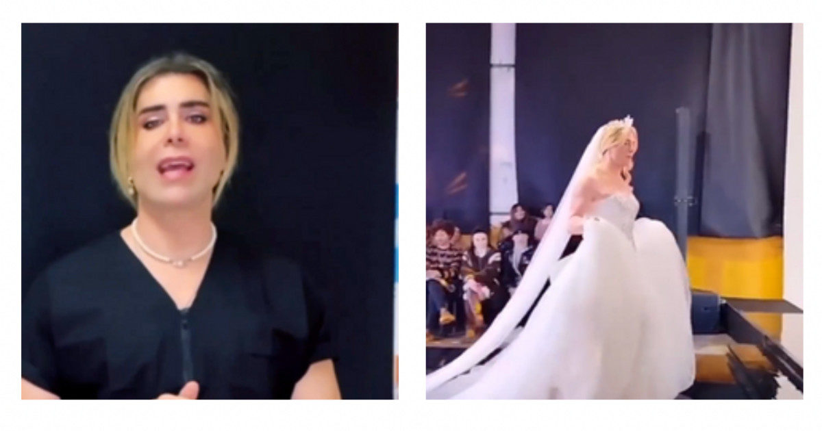 Giacomo Urtis sfila vestito da sposa: “Per tutti gli uomini spostati con cui sono stato”