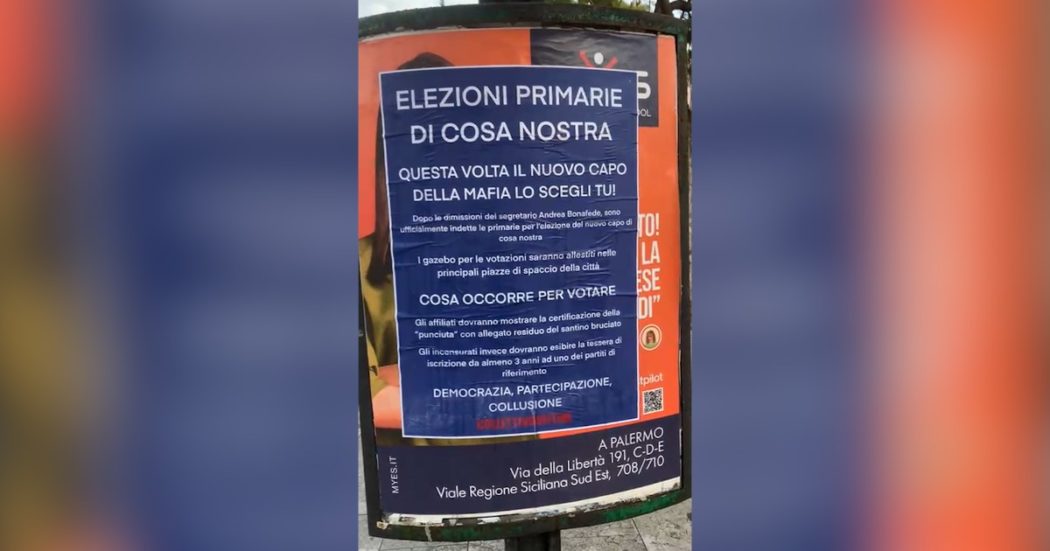 Messina Denaro, manifesti satirici a Palermo sulle “primarie di Cosa nostra”: “Questa volta il capo mafia lo scegli tu”