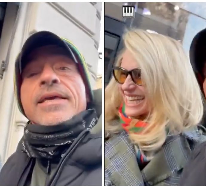 Eros Ramazzotti e Michelle Hunziker, il video del duetto per le vie di Milano scatena i fan: “È ancora pazzo di lei”