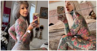 Copertina di Nonna spende 28mila euro per tatuarsi tutto il corpo: “Quando mi guardo allo specchio, vedo un bellissimo prato pieno di fiori”