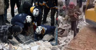 Copertina di Terremoto, in Siria neonata estratta viva dalle macerie: era legata dal cordone ombelicale alla madre morta