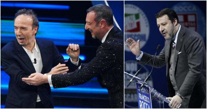Festival di Sanremo 2023, Salvini contro il monologo di Benigni: “Non penso che la Costituzione debba essere difesa su quel palco”