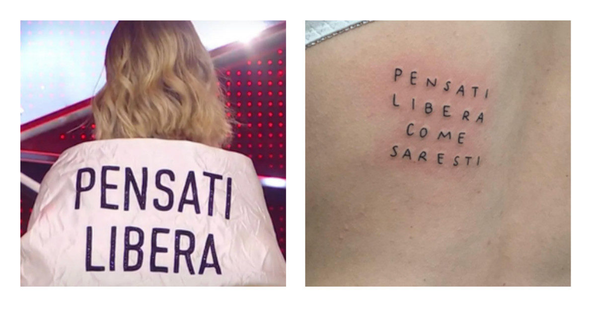 Sanremo 2023, lo ‘slogan’ “Pensati libera” non è un’invenzione di Chiara Ferragni né di Dior: ecco come stanno le cose