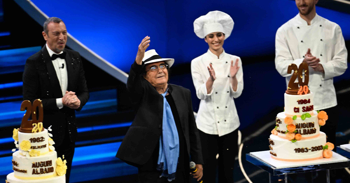 Sanremo 2023, Al Bano compie 80 anni e festeggia il compleanno con un regalo speciale sul palco