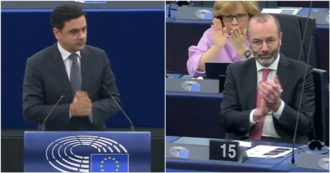 Copertina di L’eurodeputato dei socialisti critica Berlusconi per le parole su Zelensky e Weber (presidente Ppe) applaude: il video dell’intervento in Aula