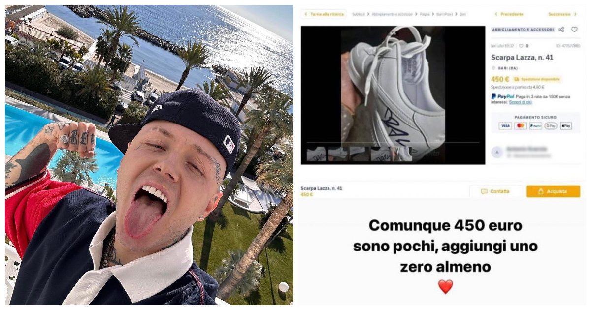 Lazza regala una scarpa autografata ad una fan ma lei la rivende su Internet. Il cantante non ci sta e si sfoga: “Basta, non farò più regali”