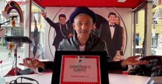Copertina di Fiorello vince (con Bortone e Zoro) il premio Funari e manda un messaggio dal “glass box” di Viva Rai2: “Ormai sono chiuso qua dentro…”