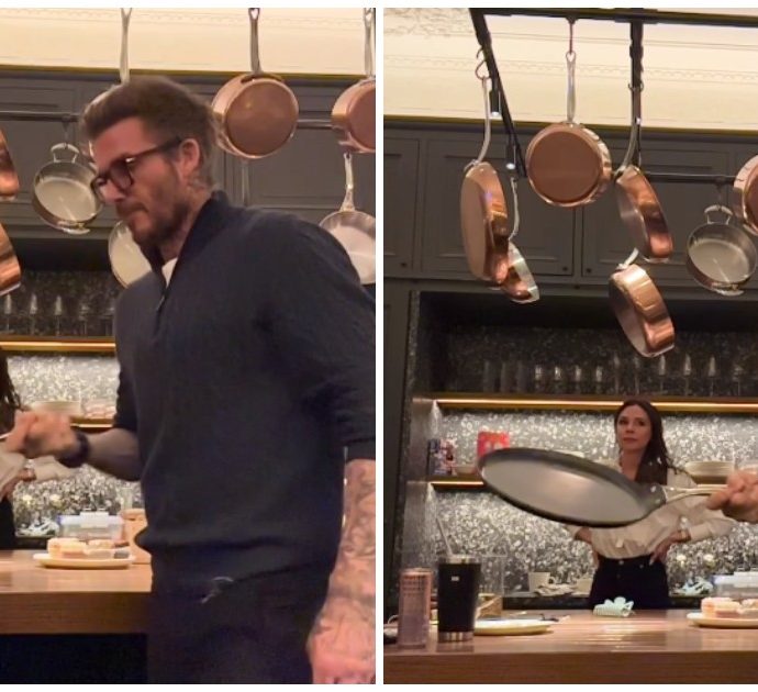 David Beckham ai fornelli, mossa di petto per “salvare” il pancake: Victoria reagisce così, il video è esilarante
