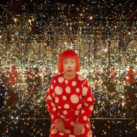 © Yayoi Kusama, Fireflies on the Water, 2002. Mirrors, plexiglass, lights, and water, 111 × 144 1/2 × 144 1/2 in. (281.9 × 367 × 367 cm). Whitney Museum of American Art, New York; purchase with funds from the Postwar Committee and the Contemporary Painting and Sculpture Committee and partial gift of Betsy Wittenborn Miller 2003.322. © Yayoi Kusama. Photograph by Jason Schmidt