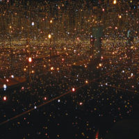 Yayoi Kusama, Fireflies on the Water, 2002. Mirrors, plexiglass, lights, and water, 111 × 144 1/2 × 144 1/2 in. (281.9 × 367 × 367 cm). Whitney Museum of American Art, New York; purchase with funds from the Postwar Committee and the Contemporary Painting and Sculpture Committee and partial gift of Betsy Wittenborn Miller 2003.322. © Yayoi Kusama. Photograph by Sheldan C. Collins
