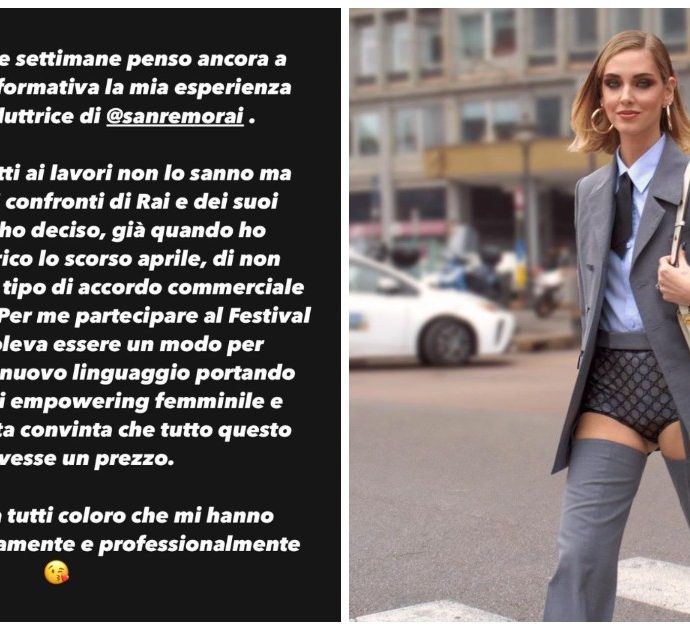 Chiara Ferragni torna a parlare di Sanremo: “Non ho accettato nessun accordo commerciale”