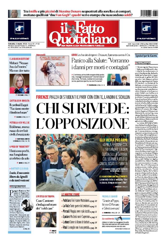 Copertina di domenica 5 Marzo 2023