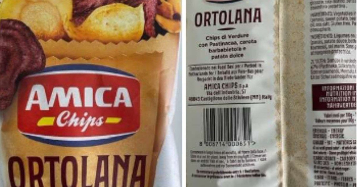 Ritirato un lotto di chips “Ortolane” commercializzate da Amica Chips. “Alti livelli di acrilammide. Aumenta rischio di cancro”