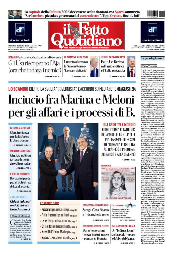 Copertina di domenica 26 Marzo 2023