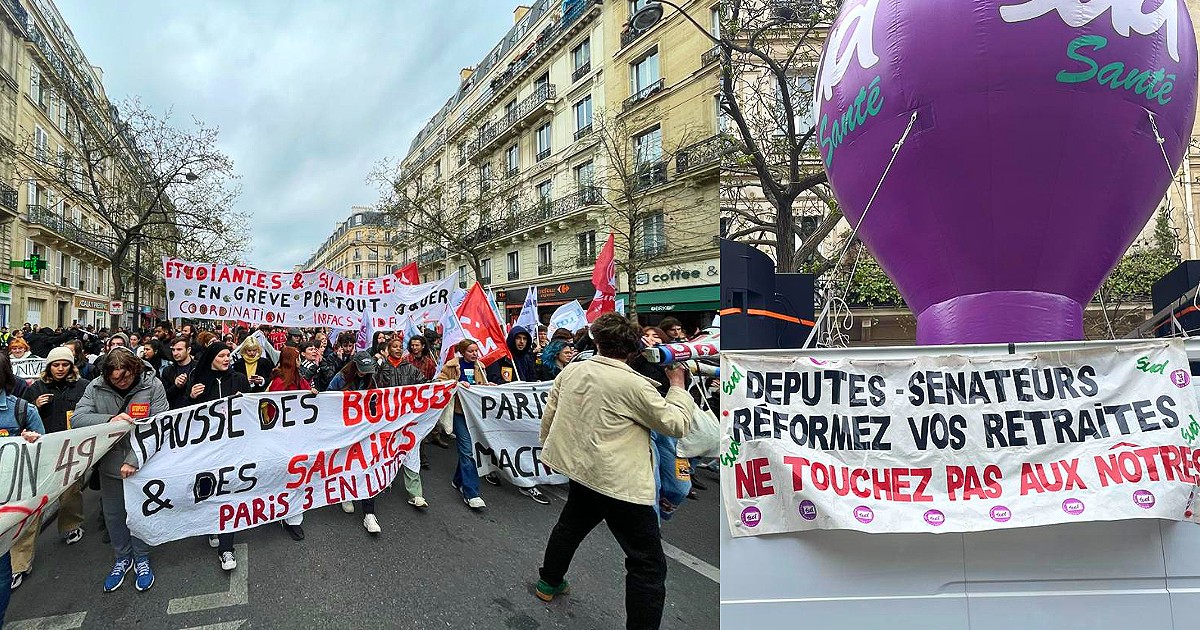 France Protests Live Coverage – March in Paris until students are in the square with workers.  “Deputies and senators cut your pensions”