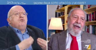 Copertina di Migranti, lite Storace-Caprarica a La7: “Su Salvini lei è fazioso”. “Lo sono io e non il ministro leghista per cui siamo sotto attacco della malavita?”
