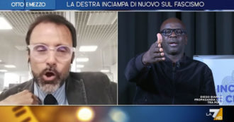 Copertina di L’ex calciatore Thuram a La7: “Con governo Meloni l’Italia è più razzista. Pericolosa la scarsa chiarezza sul fascismo”. Scontro con Specchia