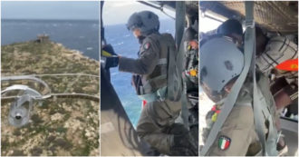 Copertina di Migranti, salvate le 32 persone bloccate sull’isola di Lampione: l’intervento dell’elicottero della Guardia costiera – Video